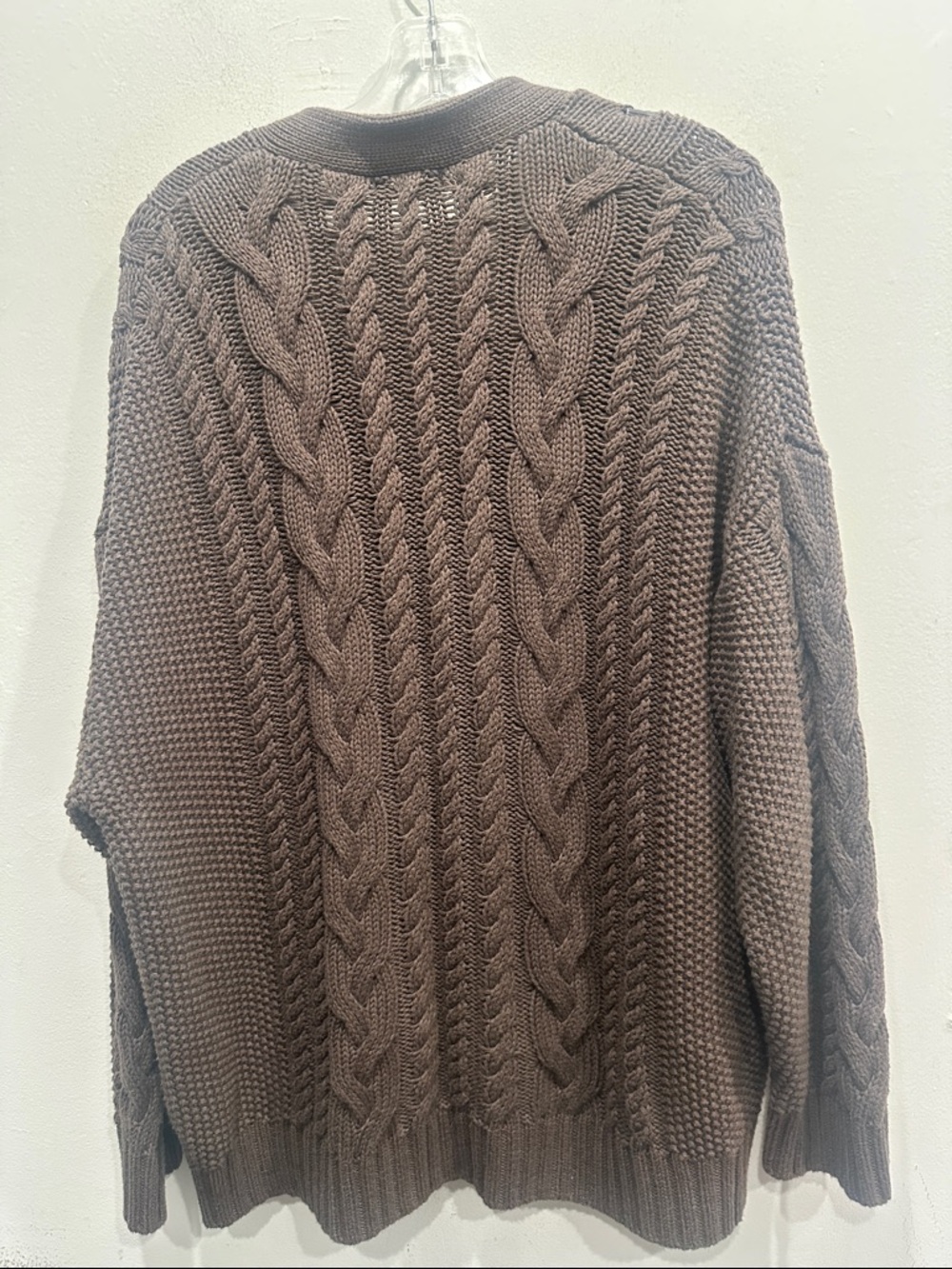 Quince 100% Organic Cotton Oversized Cable Cardigan brown medium coastal - Picture 7 of 8